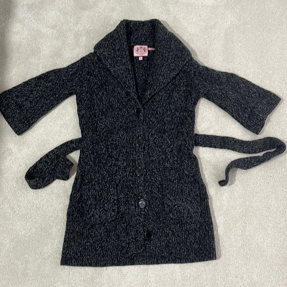 Juicy Couture cable knit cardigan belted sweater size S